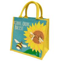 Sunflower and Bee Jute Bag