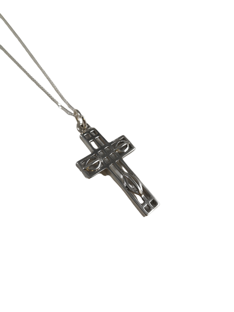 Sterling Silver Mackintosh Style Cross Necklace