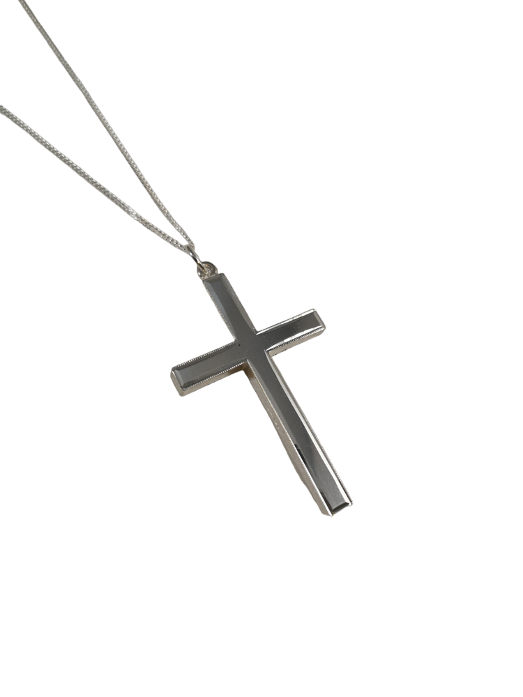 Sterling Silver Plain Large Cross Necklace