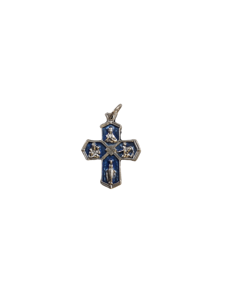 Blue Enamel Crucifix Medal