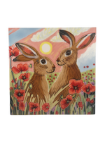 Hand Painted Ceramic Tile – Hares Sharing Sundown