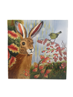 Hand Painted Ceramic Tile – Hare and Autumn Berry