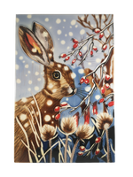 Hand Painted Ceramic Tile – Winter Hare