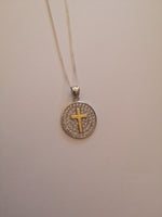 Sterling Silver Cross in Disc Necklace