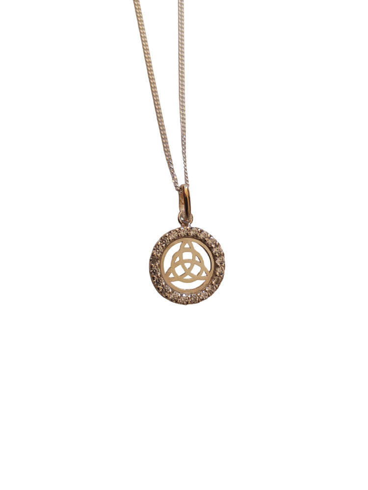 Sterling Silver Cubic Zirconia Gold Celtic Necklace