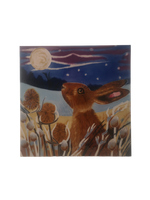 Hand Painted Ceramic Tile – Moon Gazing Hare