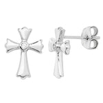 Sterling Silver Cross Earrings with Cubic Zirconia