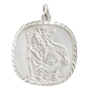 Sterling Silver Square St Christopher Necklace