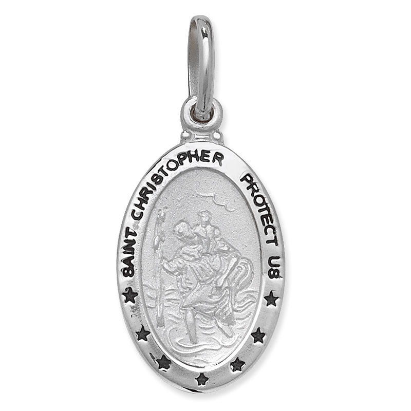 Sterling Silver St Christopher Oval Necklace