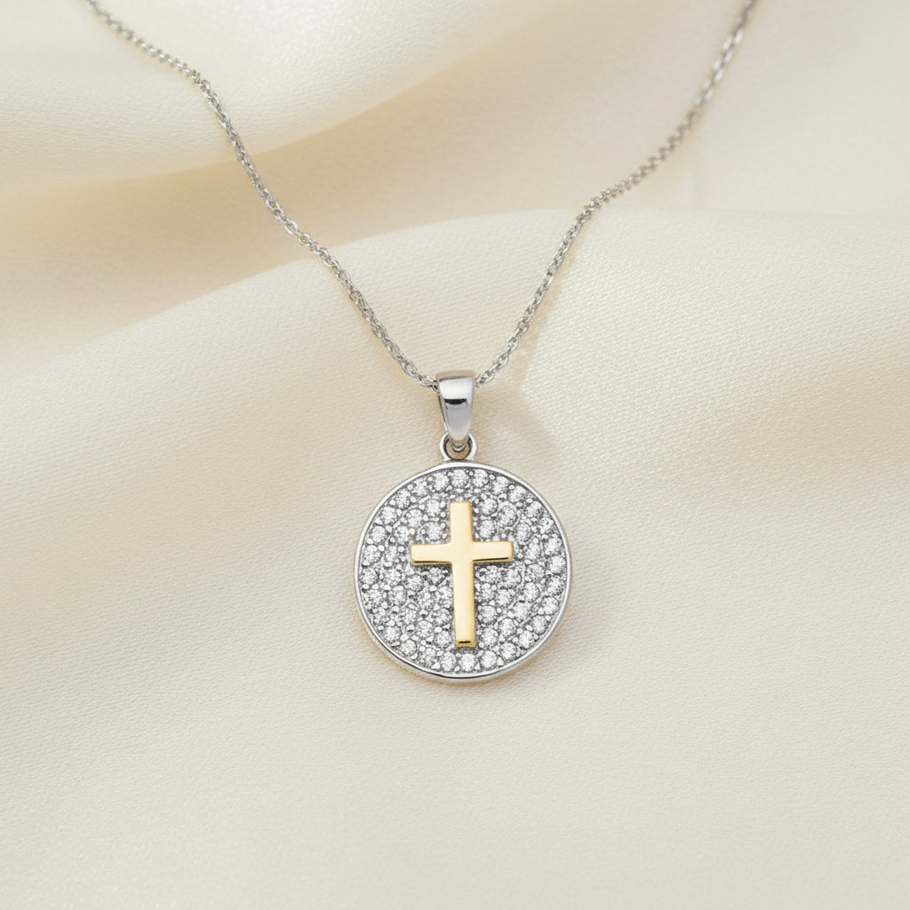 Sterling Silver Cross Disc Necklace – Perfect Religious Gift – The ...