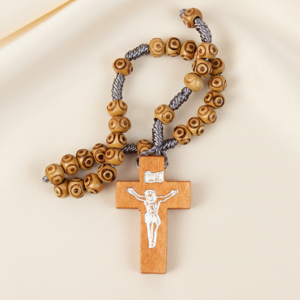 Wood Corded Rosary Natural Bead | Rosaries &amp; Prayer Cards | The Shrine Shop