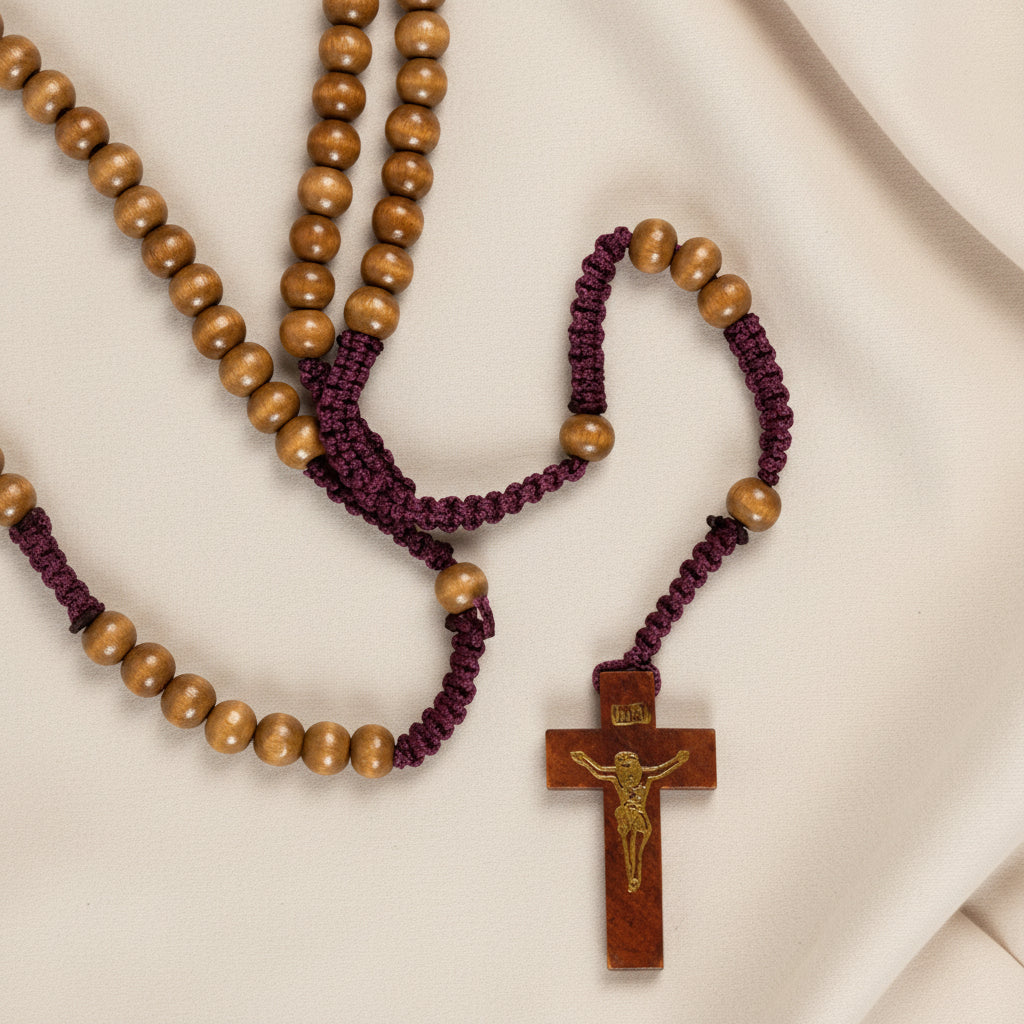 Wood Corded Rosary Brown Bead | Rosaries &amp; Prayer Cards | The Shrine Shop